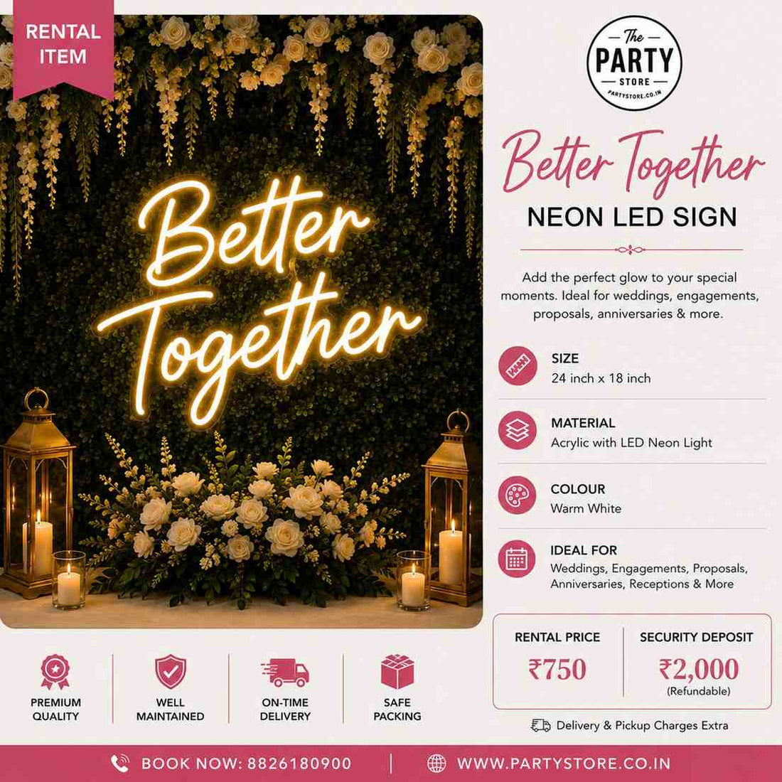 Better Together Neon Sign on Rent | Gurgaon, Dehradun &amp; Delhi NCR