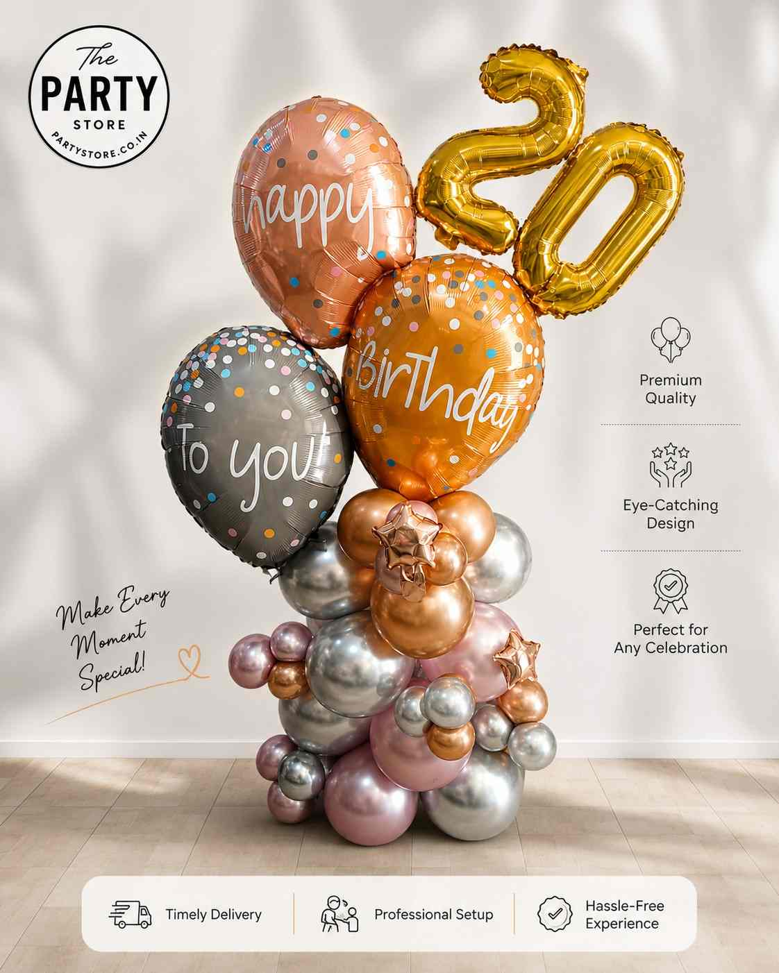 Birthday Balloon Bouquet with Number Foil Balloons | The Party Store