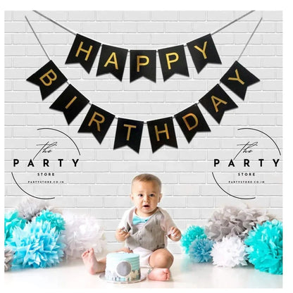 Happy Birthday Banner | Paper, Foil, Cursive Foil &amp; Bunting Decorations