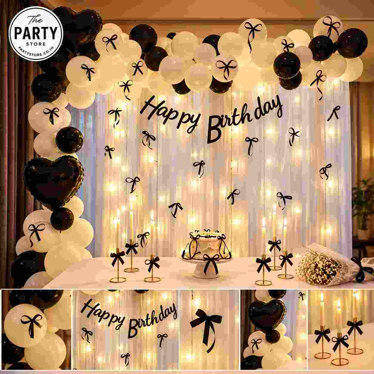 Black &amp; White Birthday Decoration with Balloons | The Party Store