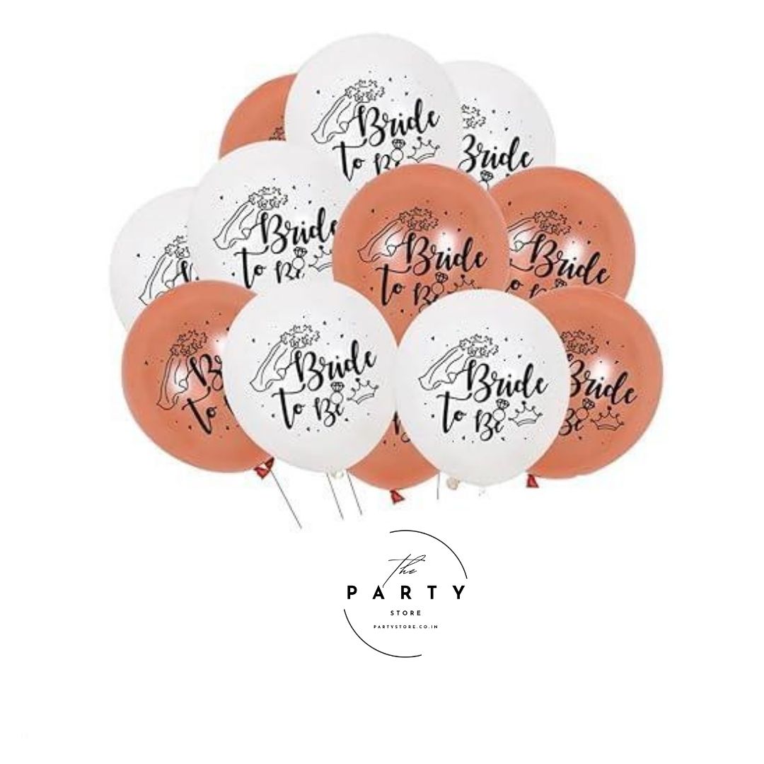 Bride To Be Printed Latex Balloons for Team Bride (Rose Gold & Silver)