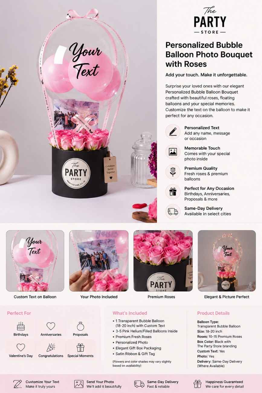 Personalized Bubble Balloon Photo Bouquet | Custom Gift Online | The Party Store