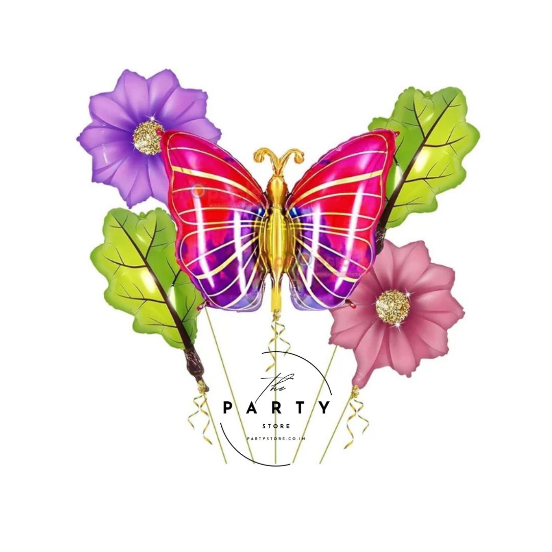 Butterfly Theme Birthday Party Decoration Foil Balloons (Pack of 5Pcs)