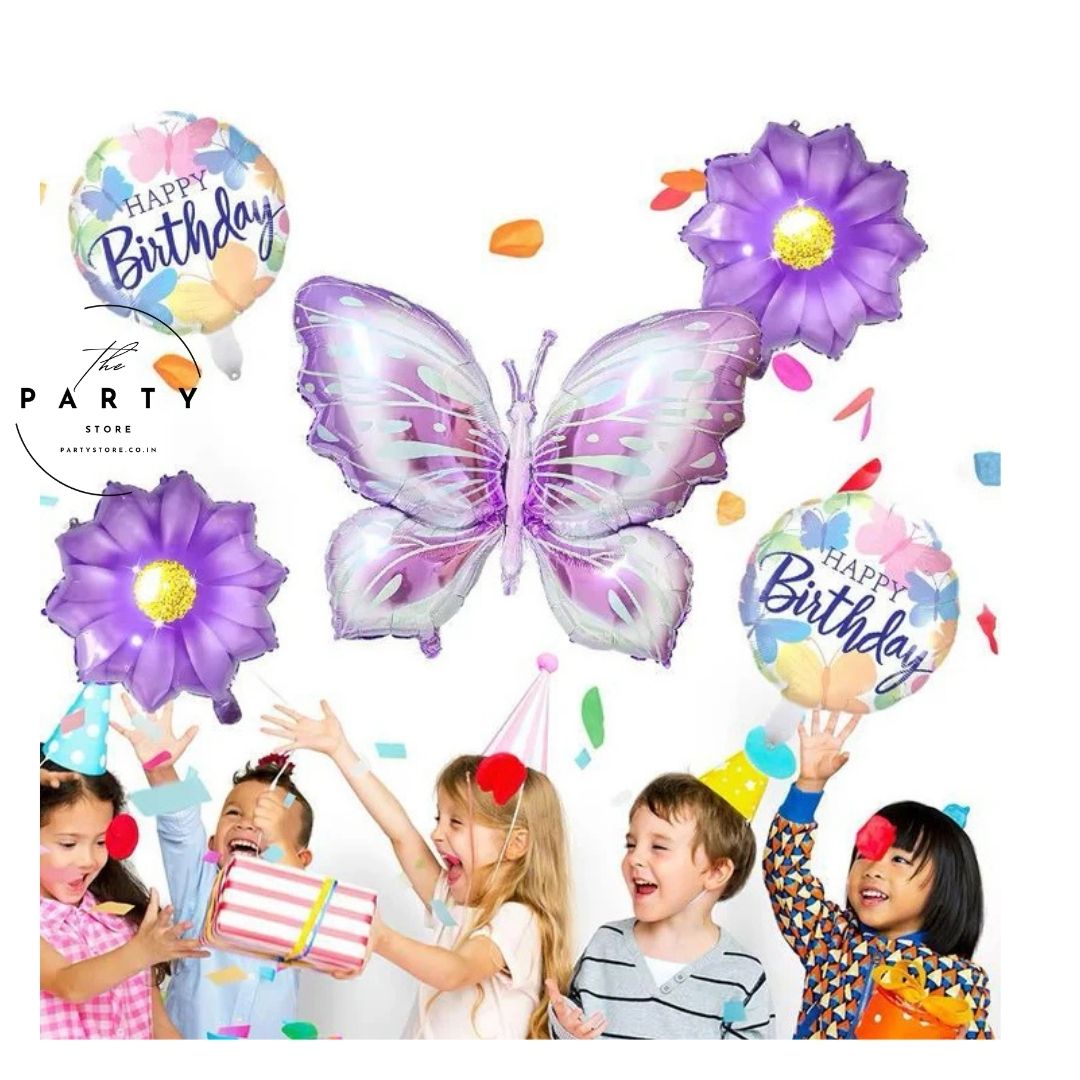 Butterfly Theme Helium Inflatable  Foil Balloon for Birthday Party (Pack of 5Pcs)