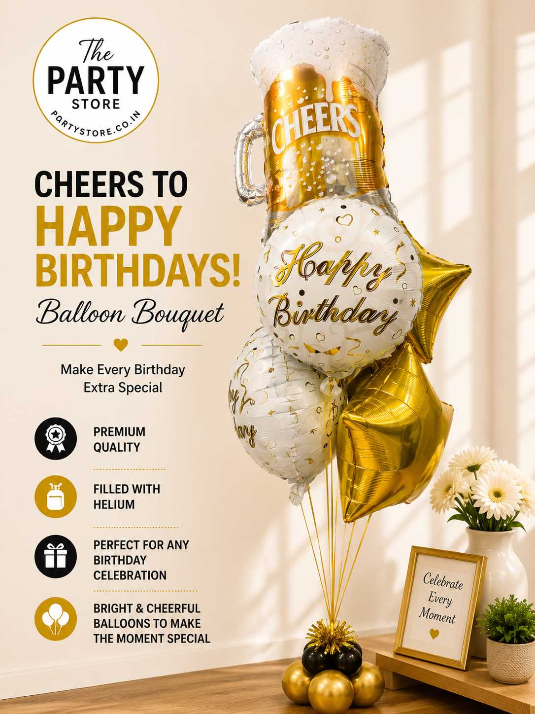 Cheers to Happy Birthdays Balloon Bouquet | Helium Birthday Balloons