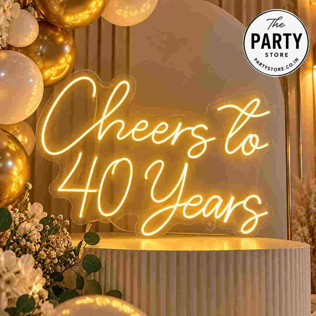 Cheers to 40 Years Neon Sign for Rent | 40th Birthday | Party Store