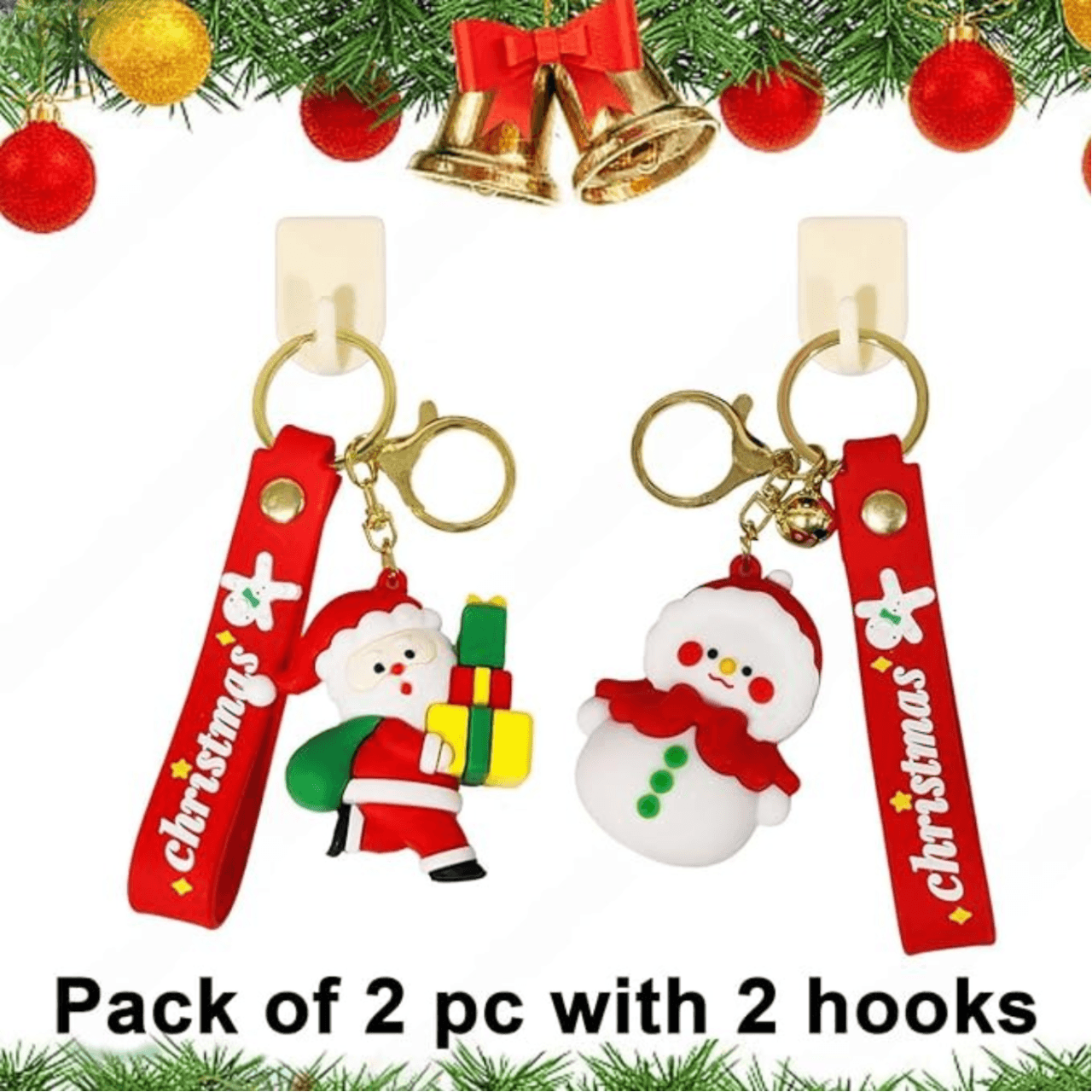 Santa Claus &amp; Snowman Keychain - Set of 2 - The Party Store