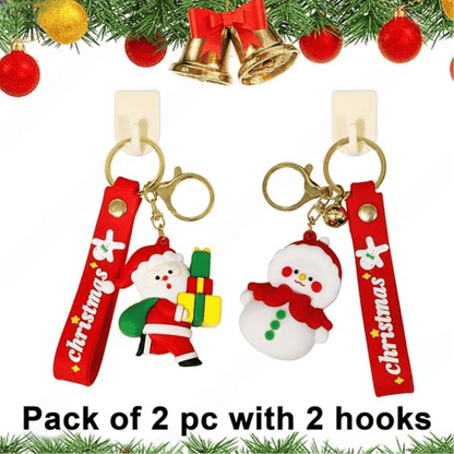 Santa Claus &amp; Snowman Keychain - Set of 2 - The Party Store