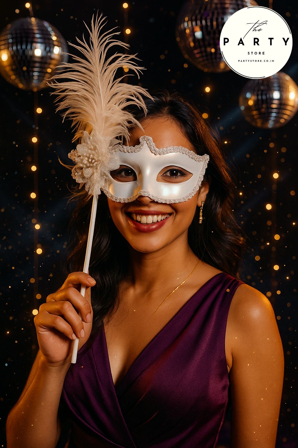 Masquerade Eye Mask for Women – Party Wear Accessory with Feathers &amp; Lace