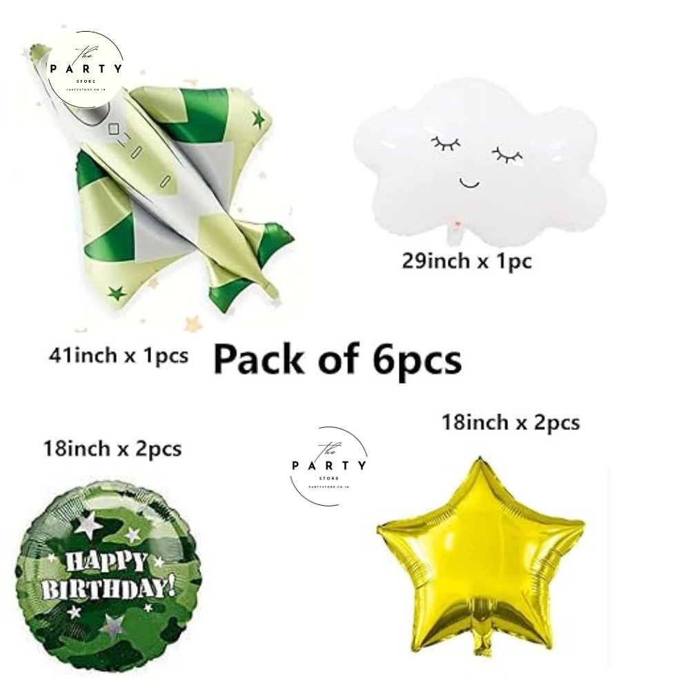 Fighter Jet Shape  Helium Inflatable Foil Balloon Set of 6 for Aviation Navy Theme Birthday Party Decorations