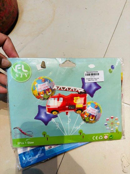 Rescue Fire Brigade Theme Helium Inflated fire truck Balloon set