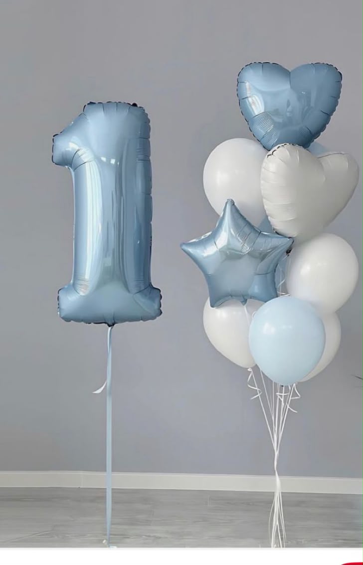 First Birthday Helium Balloon Bouquet with Number 1