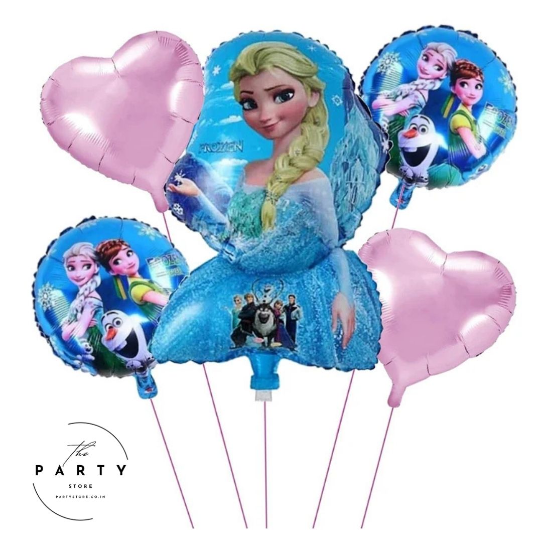 Frozen Princess Elsa and Anna Theme Foil Balloons - Set Of 5Pcs