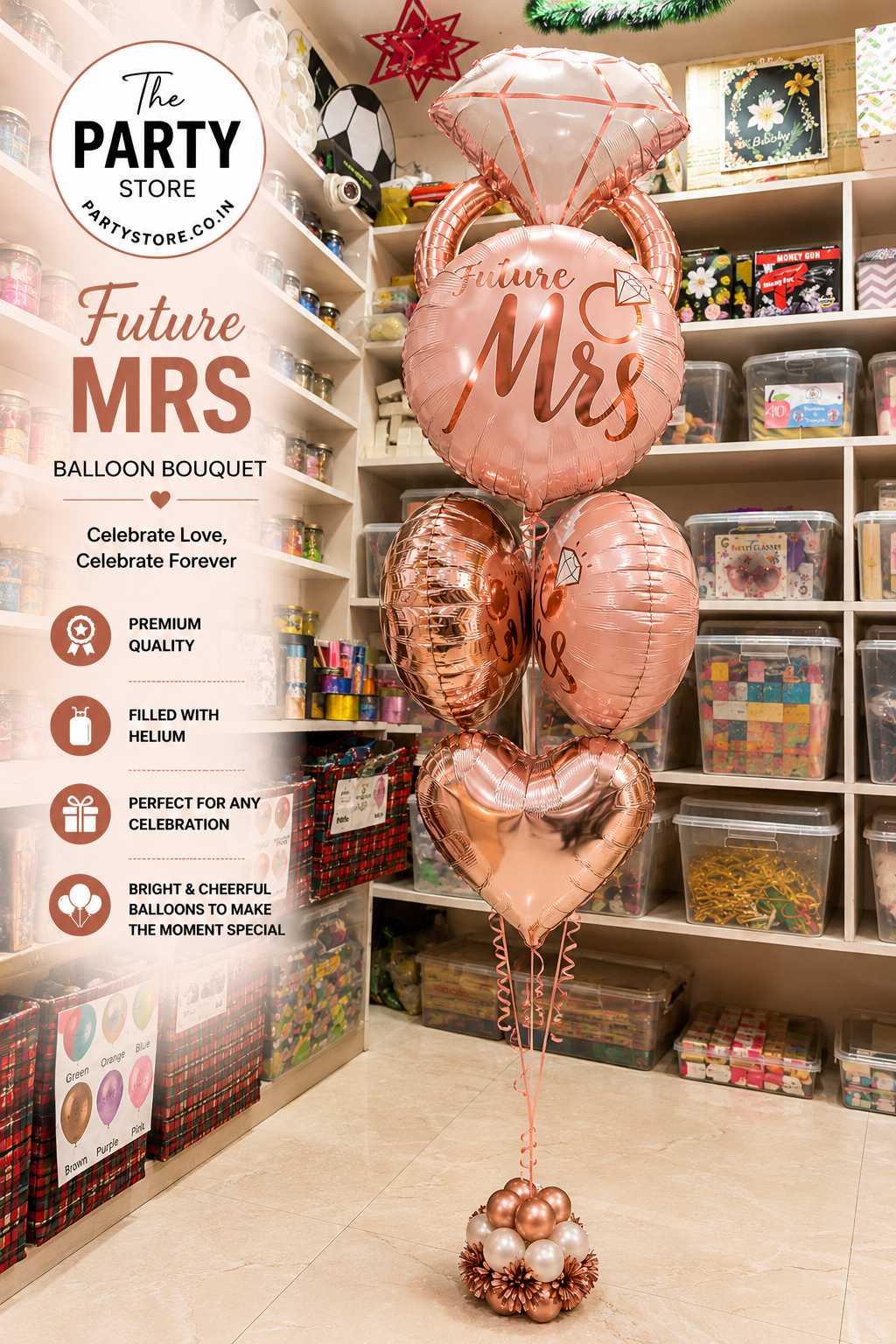 Future Mrs Balloon Bouquet | Bridal Shower &amp; Bachelorette Helium Balloons