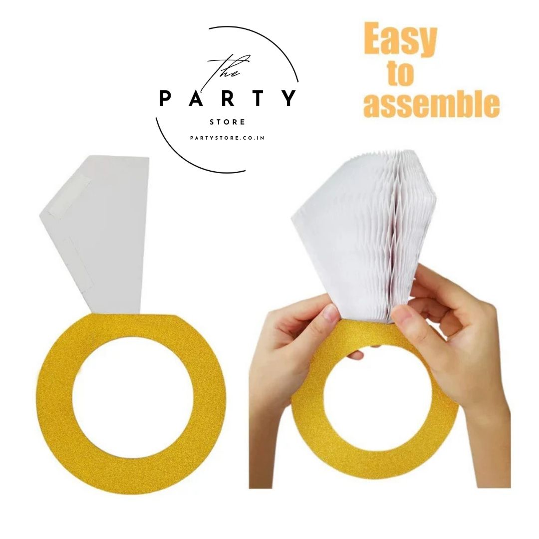 Glitter Gold Honeycomb Diamond Ring Hanging Decorations (Pack of 1Pcs)
