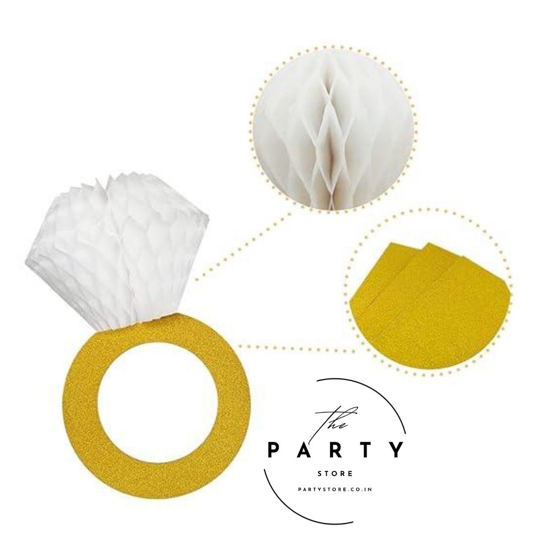 Glitter Gold Honeycomb Diamond Ring Hanging Decorations (Pack of 1Pcs)