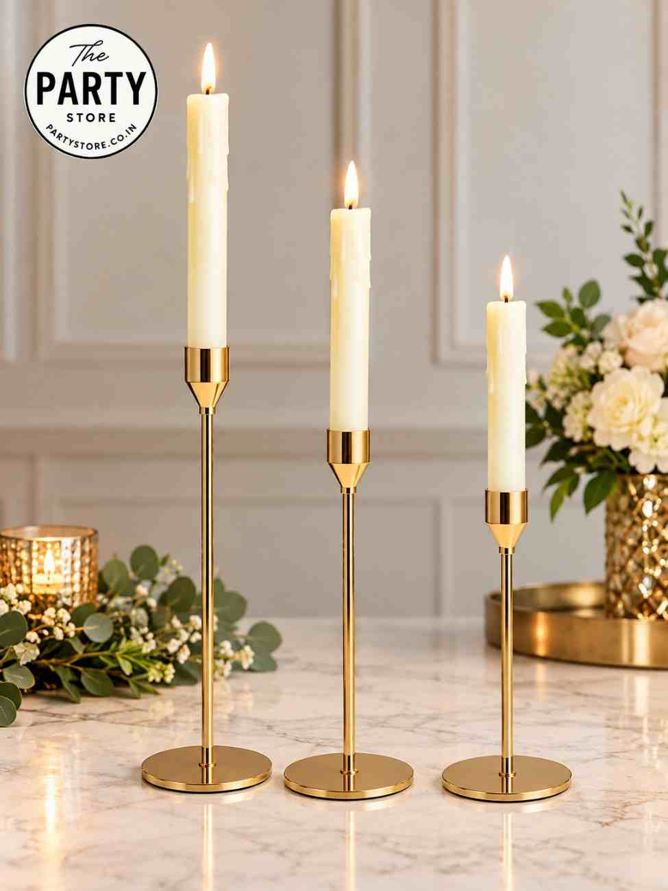 Gold Candle Stick Holder | Metal Taper Candle Holder for Weddings &amp; Events