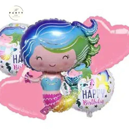 Mermaid Theme Birthday Foil Balloons for Kids, Girls Birthday Party Decoration