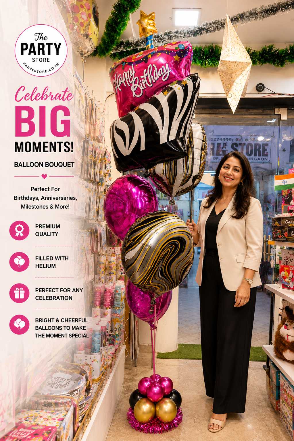 Premium Birthday Balloon Bouquet with Helium Delivery
