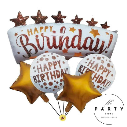 Happy Birthday White &amp; Gold Foil Balloon for unisex Birthday Party Decorations Supplies
