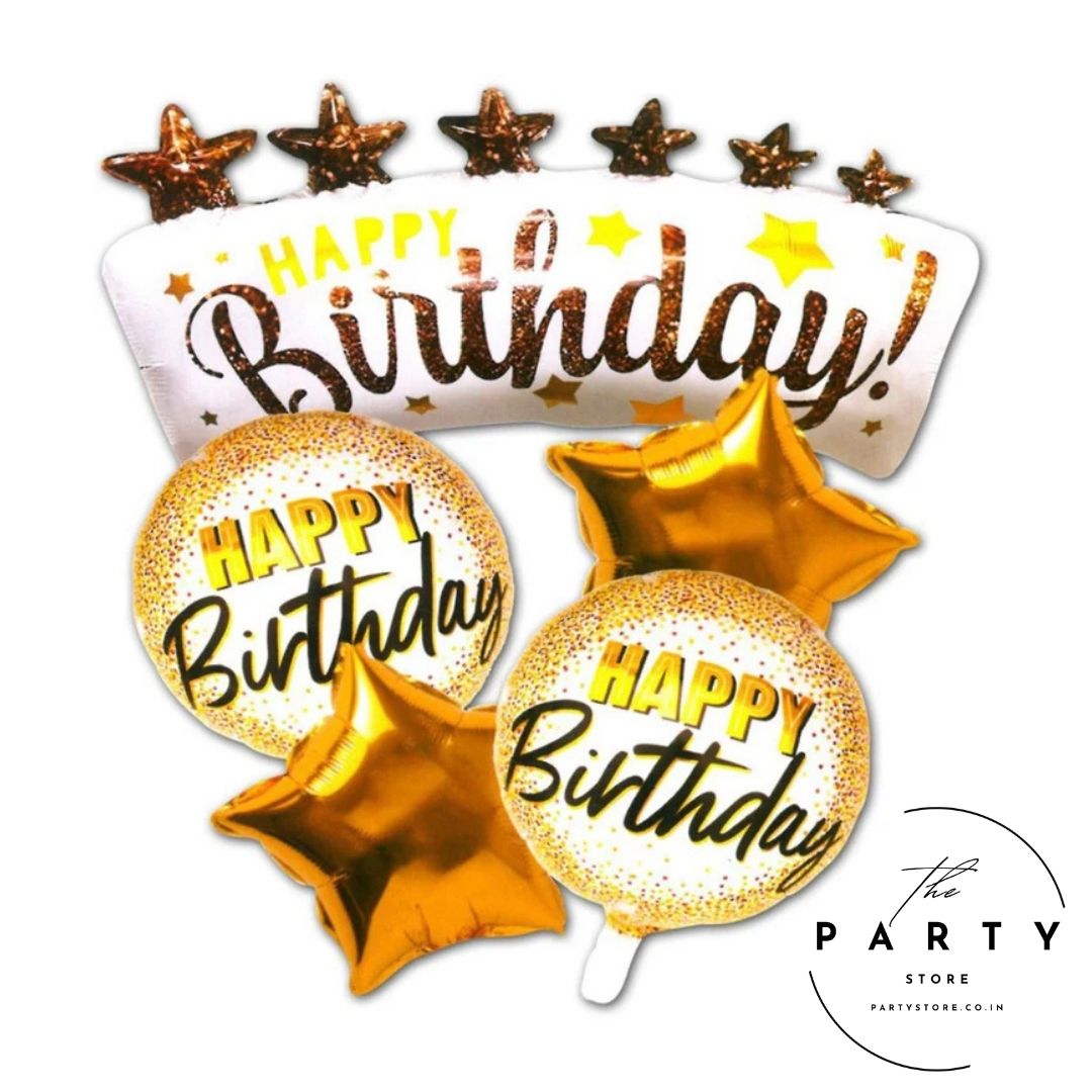 Happy Birthday White &amp; Gold Foil Balloon for unisex Birthday Party Decorations Supplies