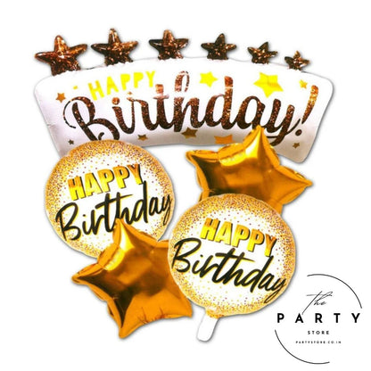 Happy Birthday White &amp; Gold Foil Balloon for unisex Birthday Party Decorations Supplies