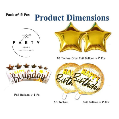 Happy Birthday White &amp; Gold Foil Balloon for unisex Birthday Party Decorations Supplies