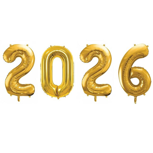 2026 New Year Foil Number Balloons – Party Room Decoration Items for Christmas & New Year Celebrations