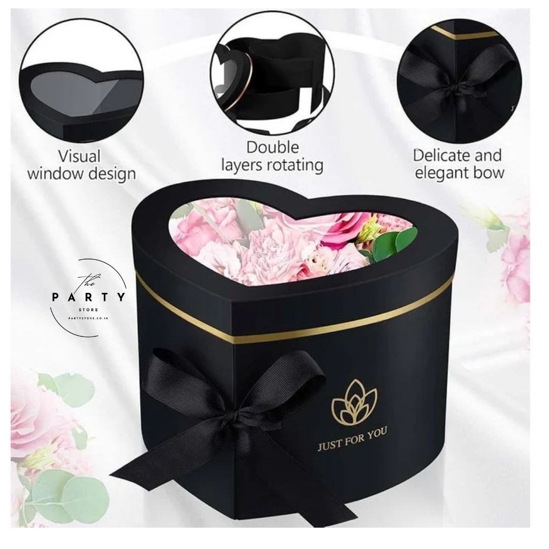 Heart Shaped Box with Lid for Valentines Day with Ribbon for Flowers, Birthday Gifts