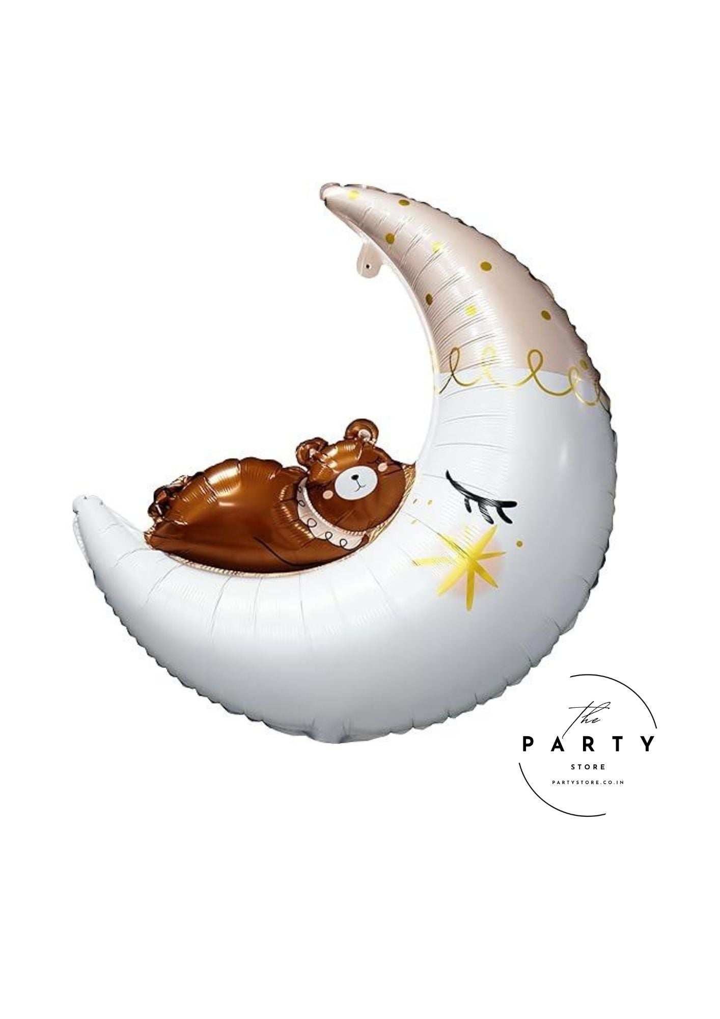 Hello Baby Theme Moon with Teddy Bear Foil Balloon for Baby Shower (Pack of 5Pcs)