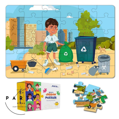 Hobbies Theme Jigsaw Puzzles for Kids Age 4+ Years | Home Repairs &amp; Volunteering | 36 Pcs Each | Includes Activity Sheets  | Unique Gift - Set of 2