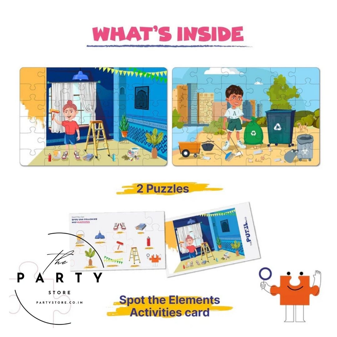 Hobbies Theme Jigsaw Puzzles for Kids Age 4+ Years | Home Repairs &amp; Volunteering | 36 Pcs Each | Includes Activity Sheets  | Unique Gift - Set of 2