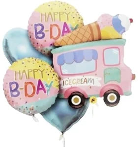 Ice Cream Truck Foil Balloon Set for Kids Birthday Party Decoration Balloon  Helium inflatable , Pack of 5