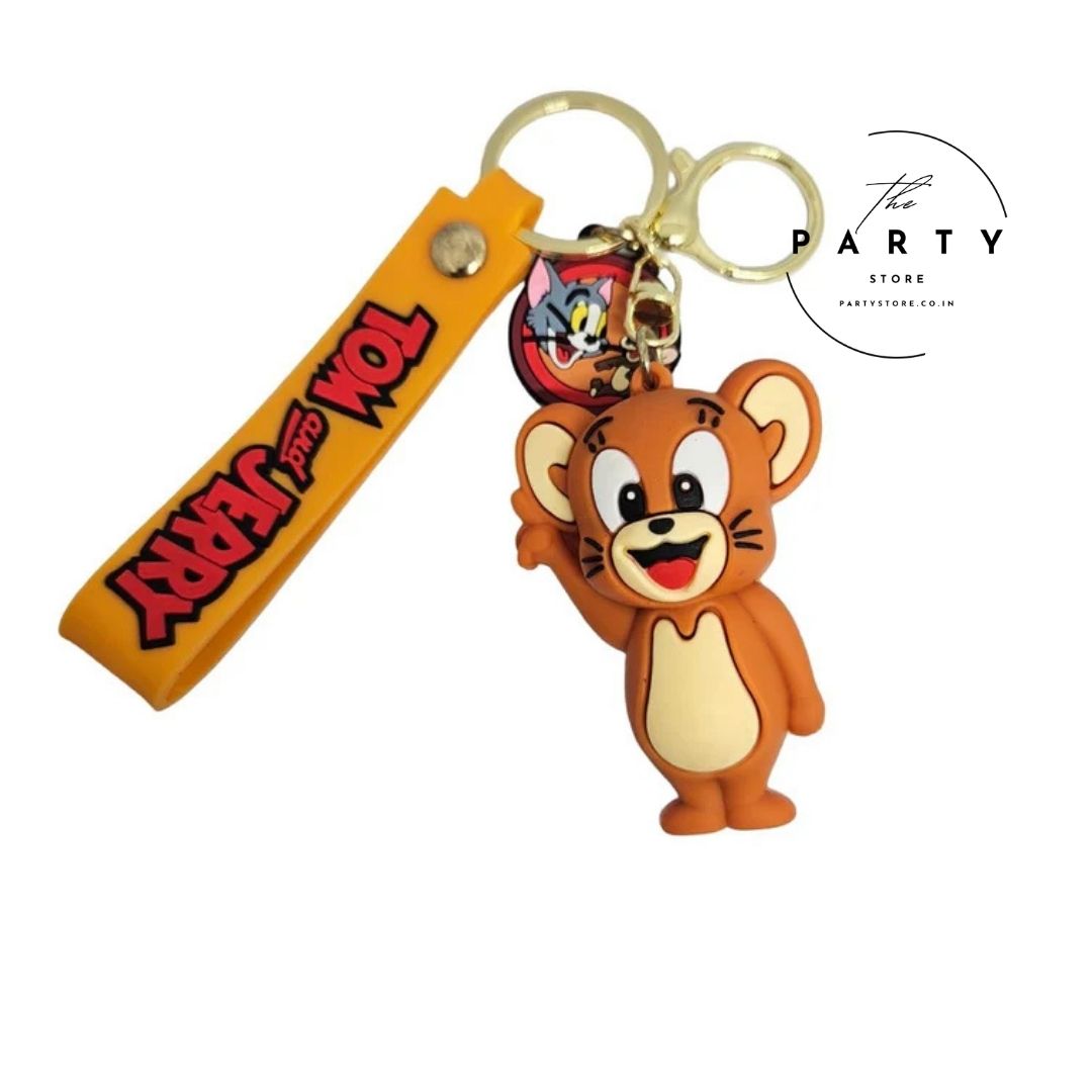 Jerry Cute Silicon 3D Keychain with Strap Charm &amp; Metal Hook