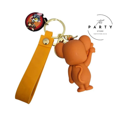 Jerry Cute Silicon 3D Keychain with Strap Charm &amp; Metal Hook