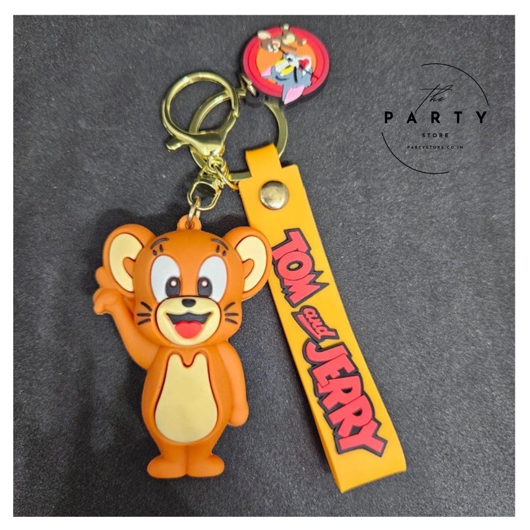 Jerry Cute Silicon 3D Keychain with Strap Charm &amp; Metal Hook