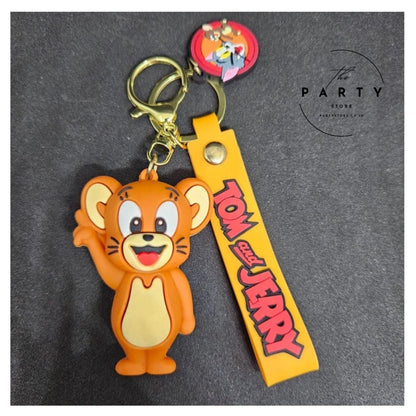 Jerry Cute Silicon 3D Keychain with Strap Charm &amp; Metal Hook