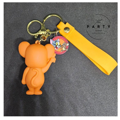Jerry Cute Silicon 3D Keychain with Strap Charm &amp; Metal Hook