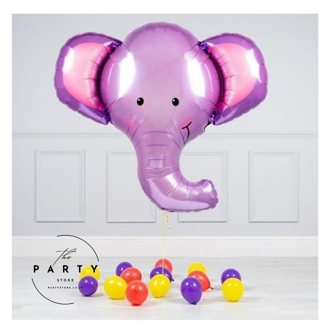 Jungle Safari Elephant Theme Happy Birthday Foil Balloon - Set Of 5