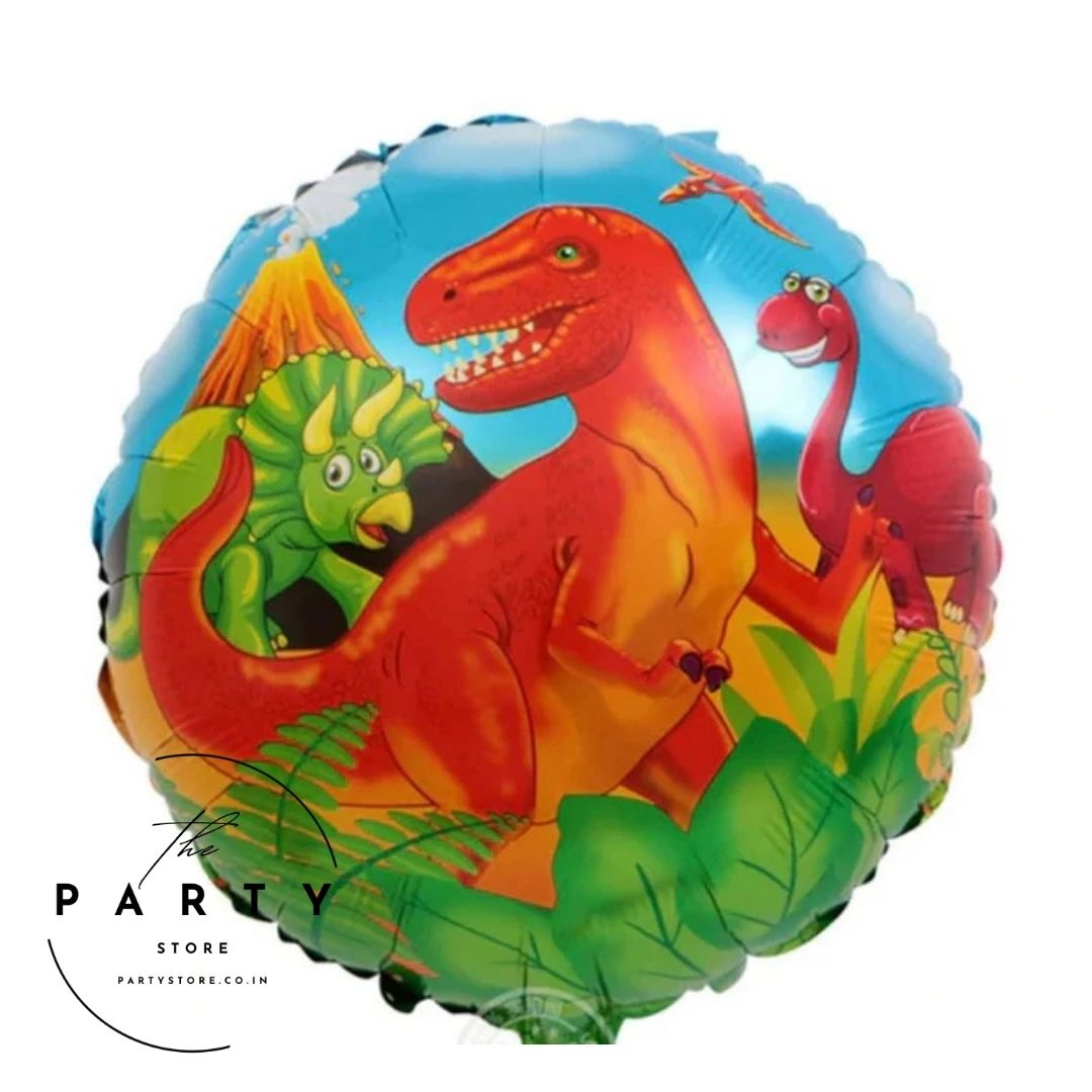 Jungle Theme Dinosaur Foil Balloons for Birthday Decoration - Pack of 5 Pcs