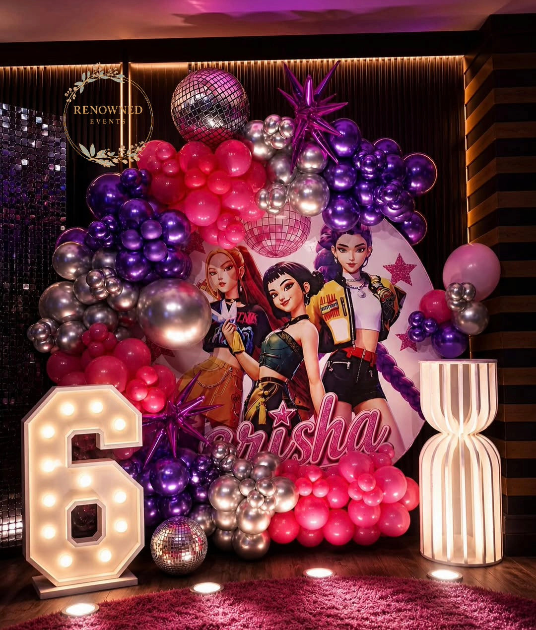 K-Pop Birthday Decoration Setup | Pink, Purple &amp; Chrome Balloon Decor