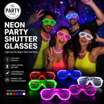 LED Neon Party Shutter Glasses | Glow Glasses for Parties - The Party Store