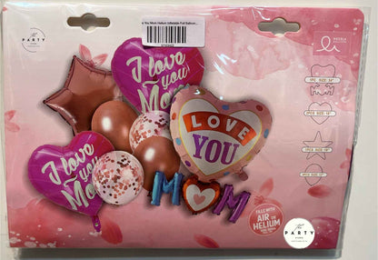 Love You Mom Helium Inflatable Foil Balloons Combo for Mothers Day, Mom&