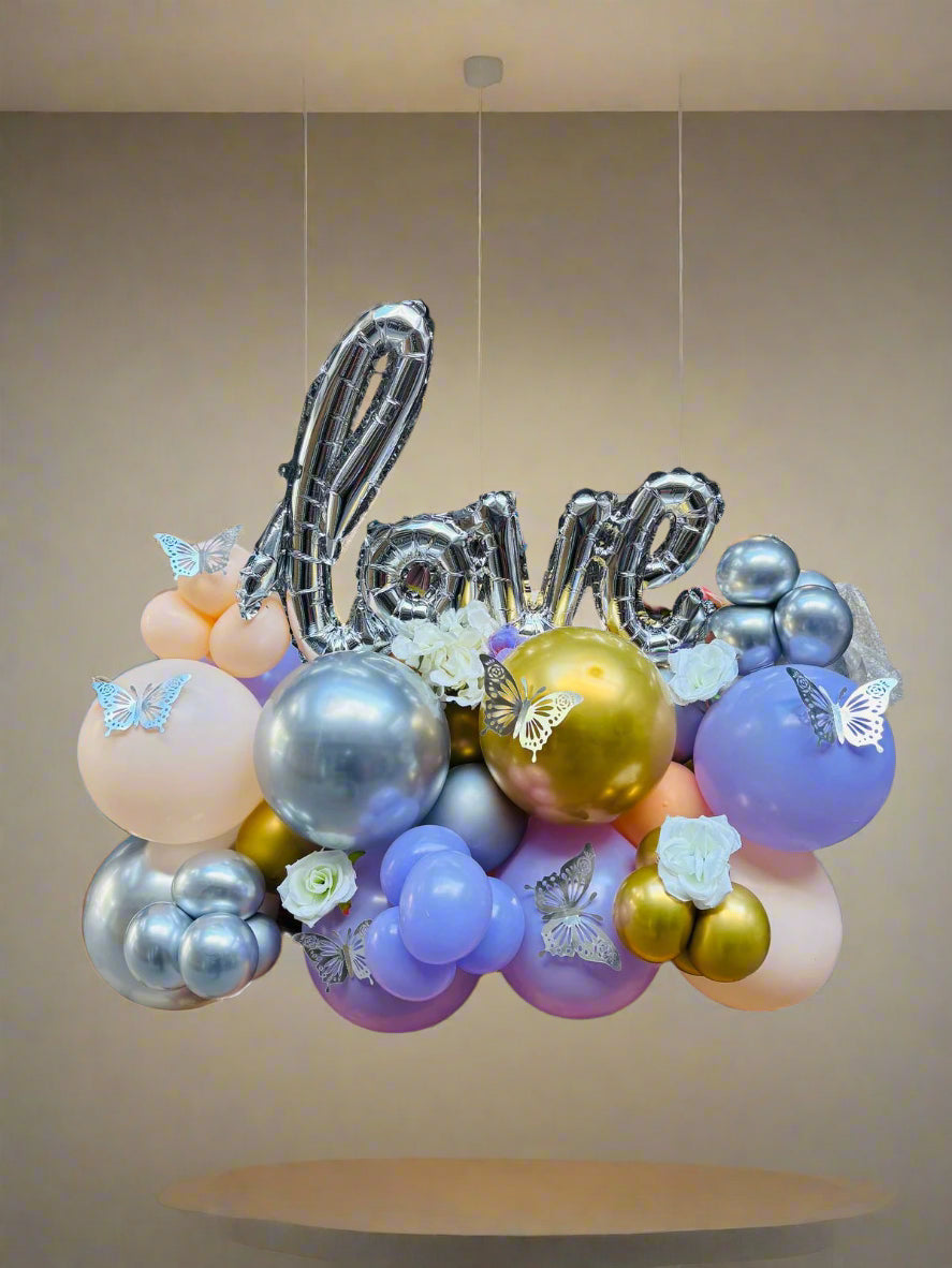 Balloon Bouquet with Cursive Love Foil