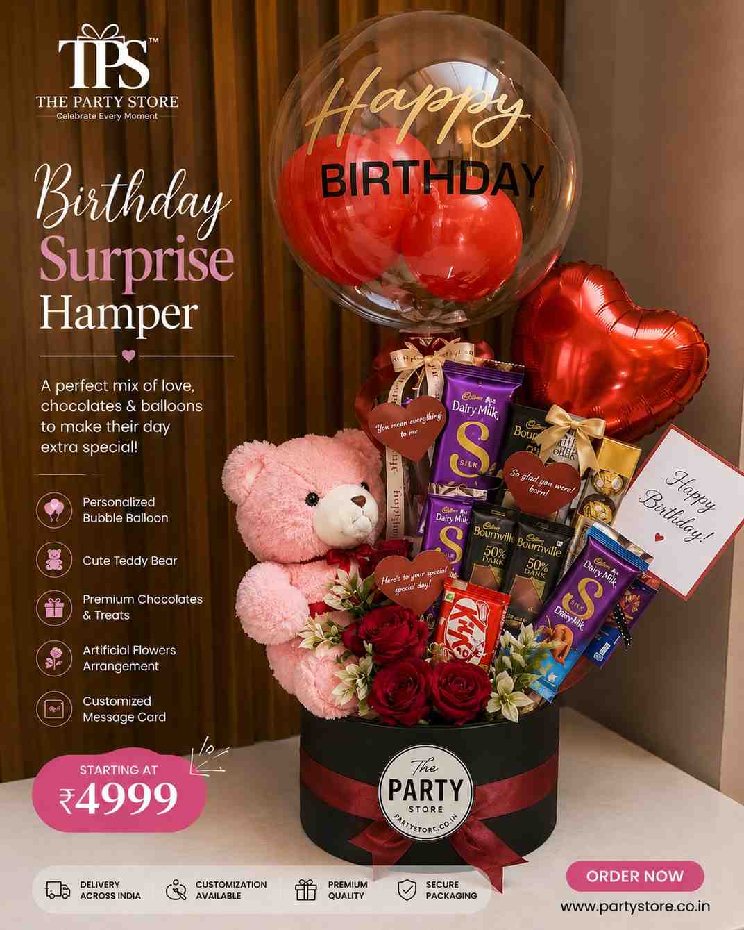 Luxury Birthday Gift Hamper with Teddy &amp; Chocolates | The Party Store