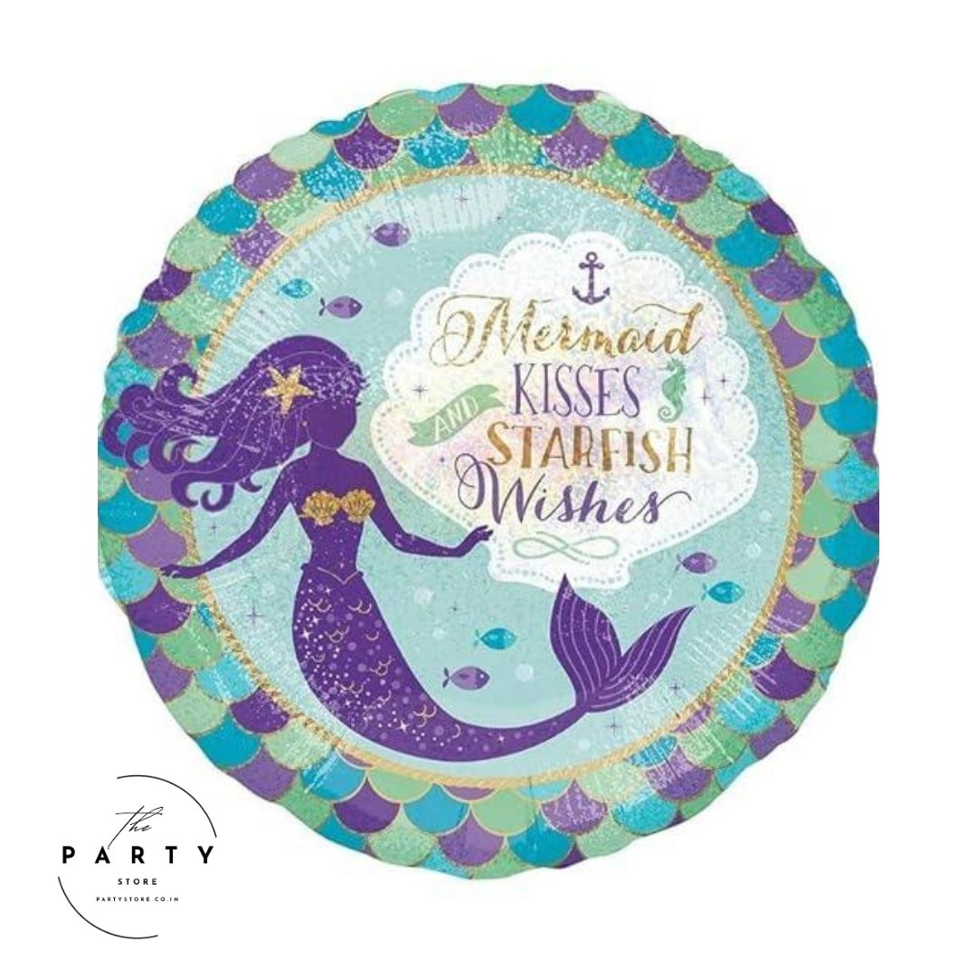 Mermaid Kisses and Starfish Wishes Foil Balloon (Pack of 5Pcs)