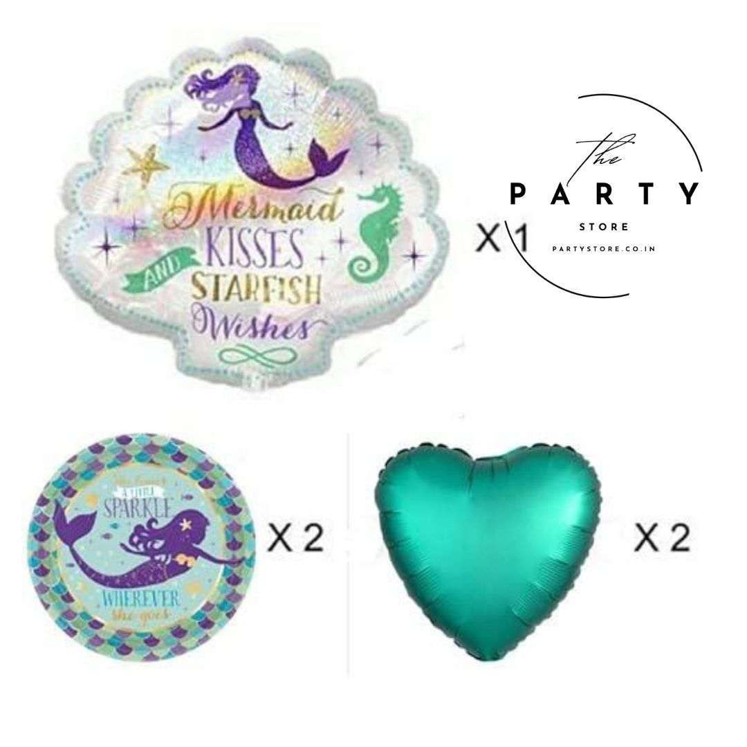Mermaid Kisses and Starfish Wishes Foil Balloon (Pack of 5Pcs)