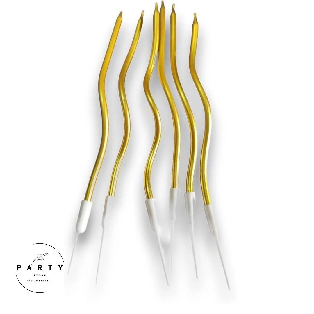 Metallic Colors Cake Toppers Twisty Spiral Candles (Pack of 6)