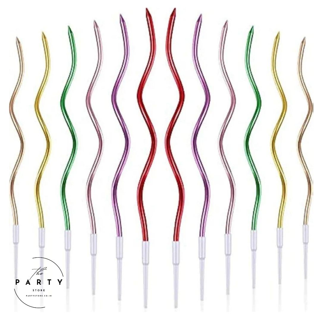 Metallic Colors Cake Toppers Twisty Spiral Candles (Pack of 6)