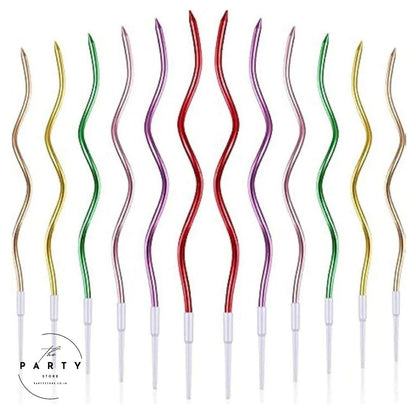 Metallic Colors Cake Toppers Twisty Spiral Candles (Pack of 6)